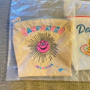 Kids Pouch - Tan with Pink and Blue Accents